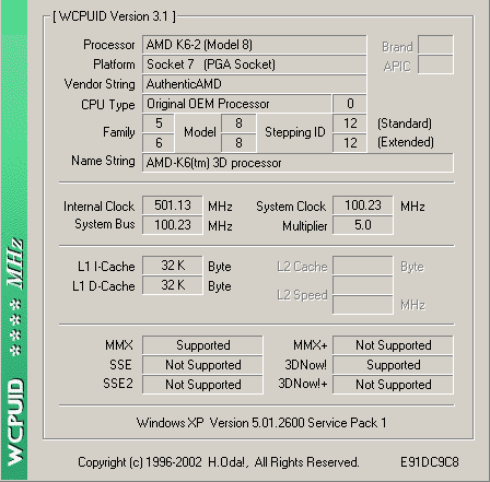 K6-2/233 to K6-2/550: May 1998 to February 2000