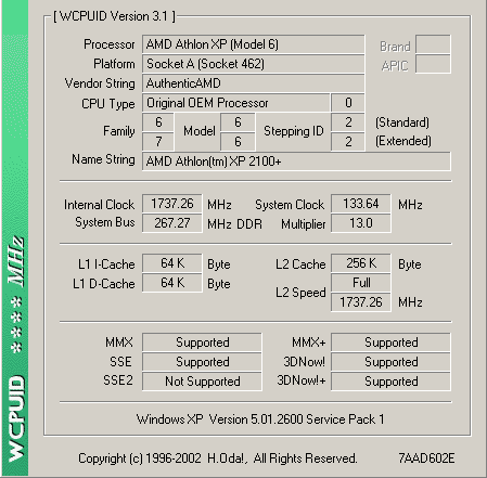 Athlon XP 1500+ to 2100+: October 2001 to March 2002
