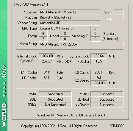 Athlon XP 1700+ to 2800+: June 2002 to October 2002